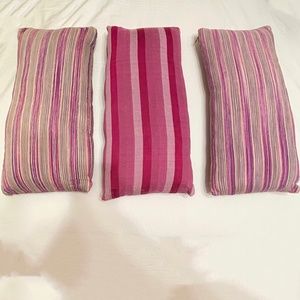 ABC Carpet & Home oblong down filled striped lumbar cushions/pillows, set of 3